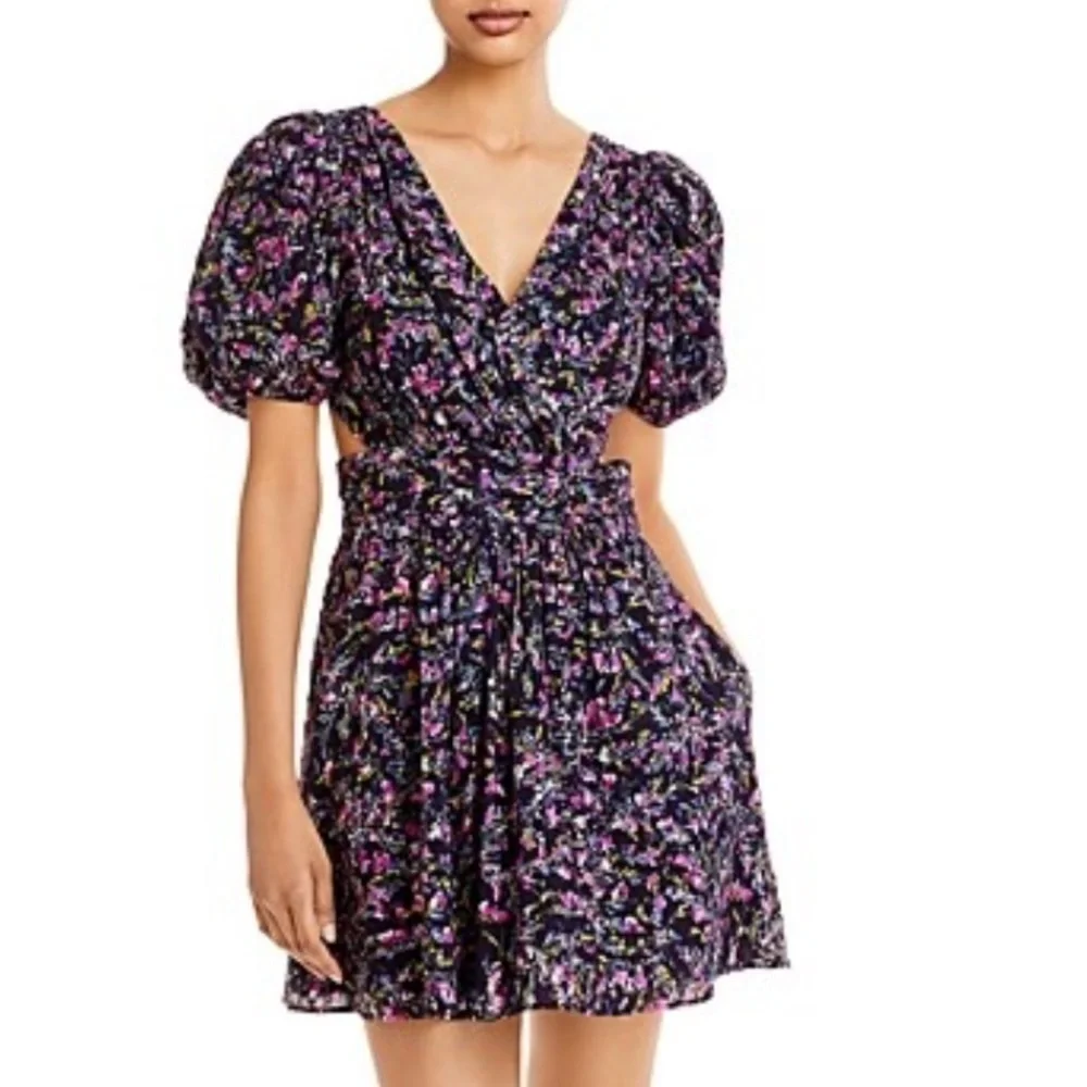 NWT French Connection Flores Cotton V-Neck Cutout Floral Mini Dress - Picture 5 of 9